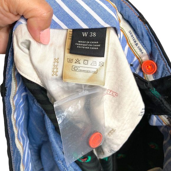 Scotch & Soda Shorts Mens 38 Blue Chino Cotton Embroidered Palm Trees Straight - Picture 10 of 13